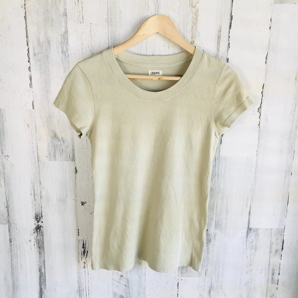 NWOT L'Agence Crew Neck Tee Sage Green Minimalist Casual T Shirt Luxury S  S